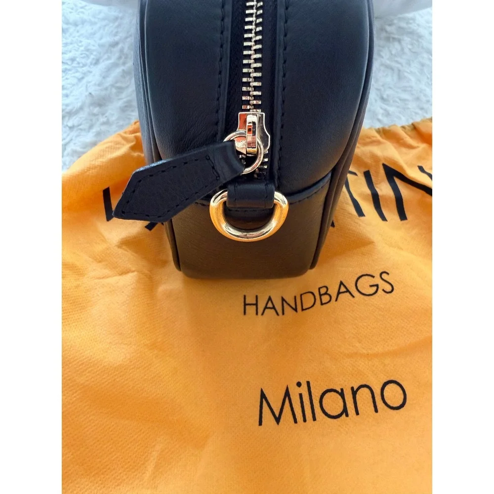 Valentino Camera Bag Womens Small Leather Embossed Logo Black Excellent